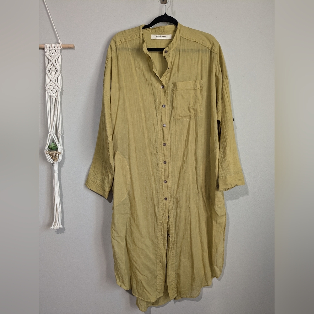 Free People Olive Green Button-Down Tunic